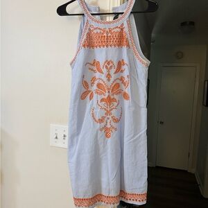 Ditzy Daizy Blue Dress with Orange Embroidery